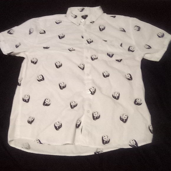 Vintage Other - Visive white and black pandadots button up